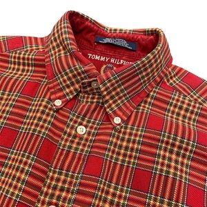 Vintage Tommy Hilfiger Mens Large Flannel Y2K Shirt Tartan Plaid Crest Logo